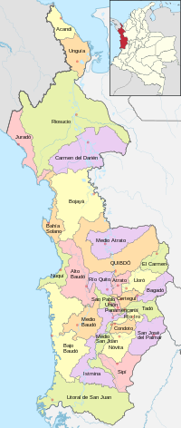 Mapa político del Chocó.
