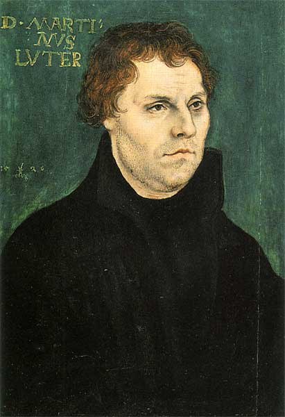 A portrait of Martin Luther in 1526 by Lucas Cranach the Elder