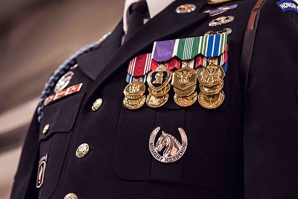 On 29 September 2017, soldiers from Caisson Platoon, 1st Battalion, 3rd Infantry Regiment were awarded one of the U.S. Army's newest identification badges, the Military Horseman Identification Badge, during a special ceremony at Joint Base Myer–Henderson Hall in Arlington, Virginia.[1]