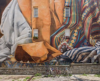 Mural -Al hilo del Tiempo-, Vitoria-Gasteiz,Basque Country, Spain