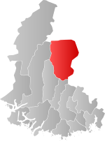Mapa do condado de Agder com Åseral em destaque.