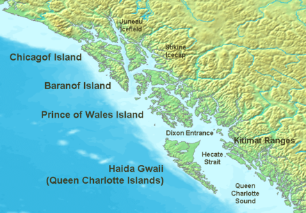 Northwest coast of British Columbia, and southeast Alaska.