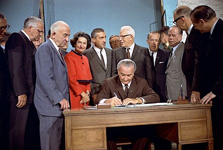 President Lyndon B. Johnson signs the National Wild and Scenic Rivers Act into law