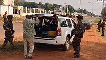 Checkpoint held by French troops of Operation Sangaris on 22 December 2013 in Bangui. Operation Sangaris 7.jpg