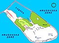 Map of Vtáčí ostrov (Bird Island) on the Hrušovská zdrž