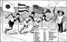Cartoon from The Philippines Free Press concerning the opening of the 1925 games. PH Press 2025 Far Eastern Championships.png
