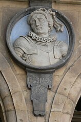 Medaillon en la Plaza Mayor de Salamanca del conde de Castilla, Fernán González.