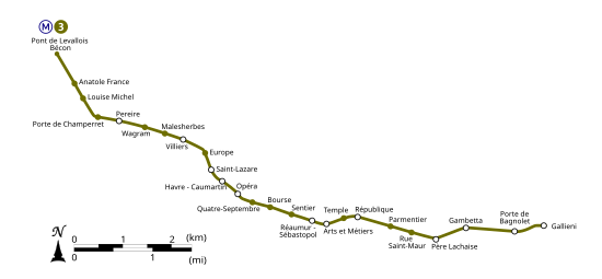 Tracé géographiquement exact de la ligne 3.