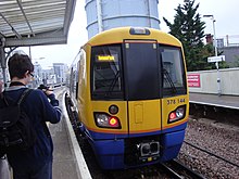 London Overground Class 378 at Battersea Park operating a parliamentary service. It is also used when the line to Clapham Junction is blocked. Parliamentary Service (14124158587).jpg