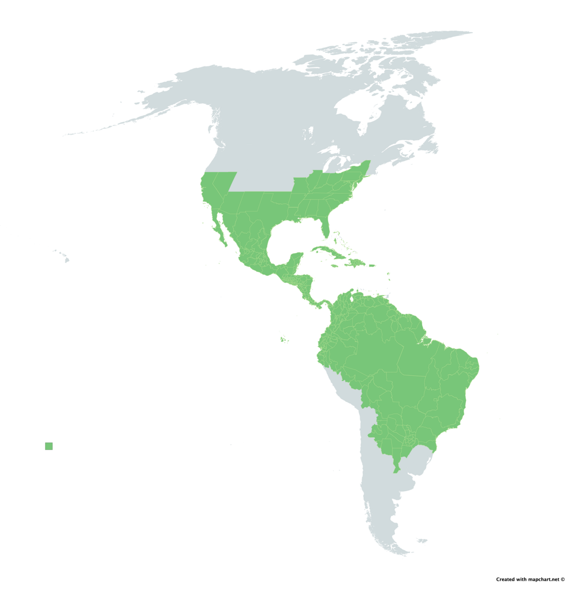 Карта Северной и Южной Америки. Форадендрон. Phoradendron. Distribution PNG.