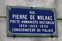 Pierre de Nolhac street sign in Versailles
