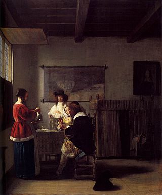 <i>Merry Company with Two Men and Two Women</i> Painting by Pieter de Hooch