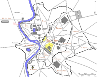 Pons Neronianus on a map of ancient Rome around 300 AD Plan Rome- Pons Neronianus.png