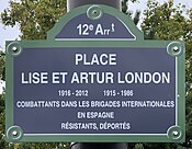 Plaque Place Lise Artur London - Paris XII (FR75) - 2020-10-16 - 2.jpg