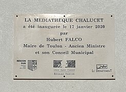 Plaque inaugurale médiathèque Chalucet, Toulon.jpg