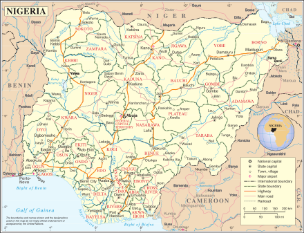 Map of Nigeria with administrative divisions