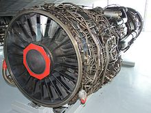 Front view of a J58 as displayed at the Imperial War Museum Duxford, Cambridgeshire, UK, alongside a Lockheed SR-71A Blackbird