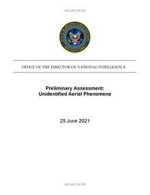 Portada del reporte oficial de fenómenos aéreos no identificados de los Estados Unidos, en 2021.