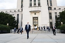 President Trump departs Walter Reed National Military Medical Center after being treated for COVID-19. President Trump Returns to the White House (50436813168).jpg