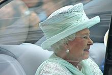 Queen Elizabeth II arriving at St Paul's Cathedral for the service of thanksgiving on 5 June 2012 Queen at the Diamond Jubilee.JPG