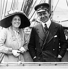 Kathleen and Robert Falcon Scott aboard the Terra Nova, 1910 R.F.Scott & Kathleen Scott.jpg