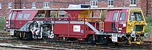 Tamper in Fastline livery Rail track tamper - DR73238 - Jarvis Fastline livery - Chester railway station - 2005-10-09.jpg