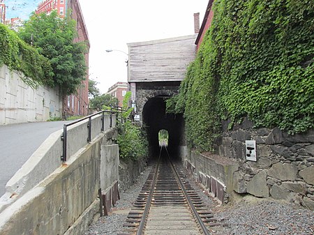 South Portal of the Bellows Falls Rail Tunnel. Railroad tunnel, Bellows Falls VT.jpg