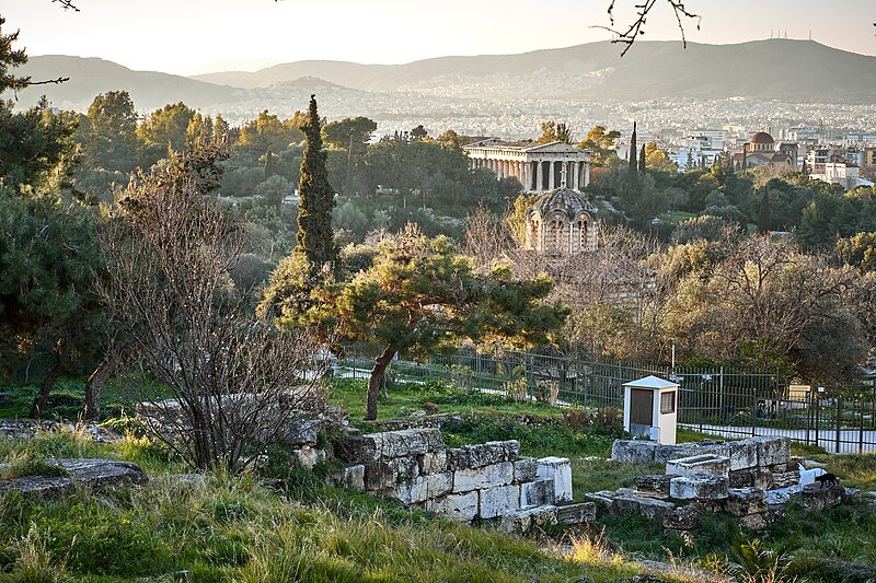 File:Remains of the Roman Wall of Athens in the Ancient Agora on March 4, 2021.jpg