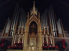 The reredos behind the altar
