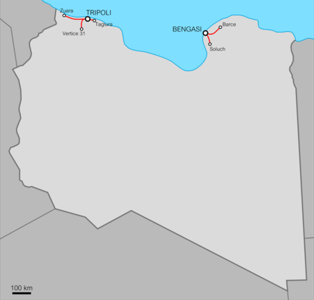 The five railways in Italian Libya. Rete ferroviaria Libia Italiana.png