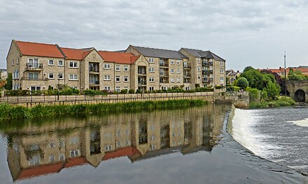 The River Wharfe at Wetherby, the largest settlement on the course of the Wharfe