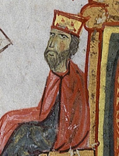 Romanos Lekapenos depicted in the 12th century Madrid Skylitzes.