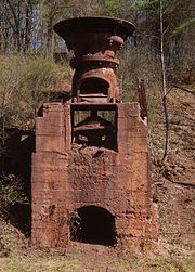 Ruffner Red Ore Mine gyratory crusher Ruffner Red Ore Mine gyratory crusher, North of I-20 at Madrid Exit, Birmingham (Jefferson County, Alabama).jpg