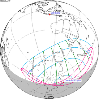 Solar eclipse of February 27, 2036 Future partial solar eclipse