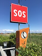 The distress signal SOS is a natural rotating ambigram. SOS Italian traffic signs in 2020.05.jpg