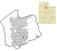 Salt Lake County Utah birleşik ve tüzel kişiliğe sahip olmayan alanlar White City vurgulanmıştır.svg