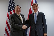 Hunt meeting with US Secretary of State Mike Pompeo in Brussels, May 2019 Secretary Pompeo Meets With United Kingdom Foreign Minister Hunt (47051154594).jpg