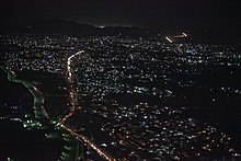 Aerial photography of Kandahar at night in 2011 Section of Kandahar at night in 2011.jpg