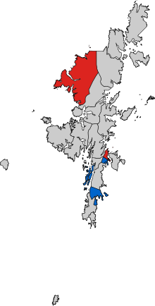 Results by electoral district. Shetland Islands Area Council election, 1986.svg