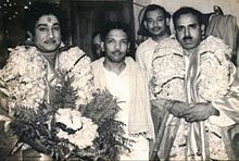 Karunanidhi (middle) with actor Sivaji Ganesan (left) Sivaji Kalingar Sakthi .jpg