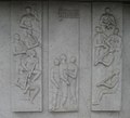 Musikanten, dreiteiliges Wandrelief, Marmor, nach 1954, Stuttgart-West, Berliner Platz 1, Liederhalle.