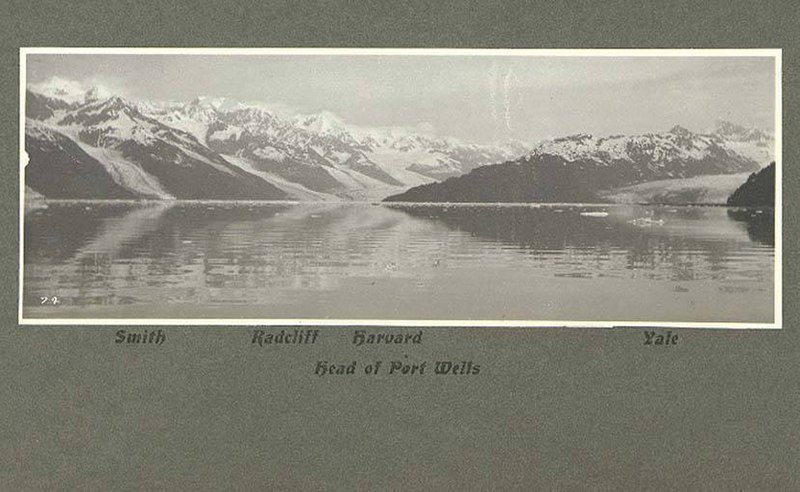 File:Smith, Radcliffe, Harvard, and Yale Glaciers at the head of Port Wells, Prince William Sound, Alaska, June 1899 (HARRIMAN 119).jpg