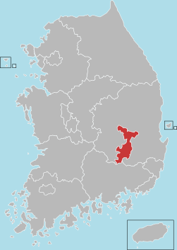 Map o Sooth Korea wi Daegu heichlichtit