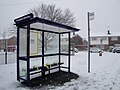 The bus stop outside the University of Portsmouth Langstone Campus on Furze Lane, Southsea, Hampshire which serves First Hampshire & Dorset buses on route 14. It is seen after heavy snowfall in the area in January 2010.