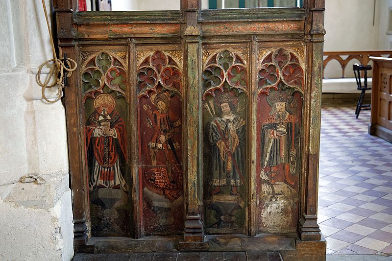 File:Ss Peter and Thomas' Church, Stambourne, Essex - rood screen painted medieval panels.jpg