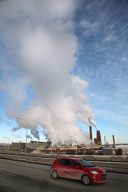 Full working Stadacona Mill of US-company "White Birch Paper" in Quebec City, Canada