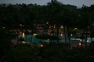 Pool at dusk, 2006 The Fairmont Orchid pool at dusk (265871542).jpg