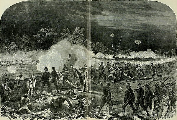 Union troops of the II Corps repelling a Confederate attack