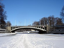 Der vereiste Aurajoki auf Höhe der Dombrücke