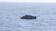 The Tahoma rescued almost 100 Haitian refugees from this dangerously overcrowded smuggling craft. USCGC Tahoma rescued these Haitian refugees in March 2018.jpeg